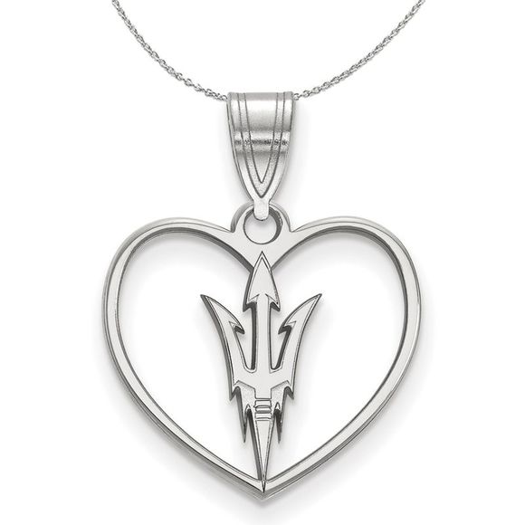 Sterling Silver Arizona State Heart Pendant Necklace - 16 Inch - Picture 1 of 7